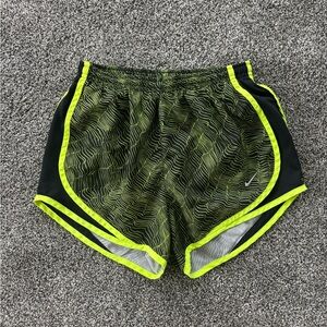 Nike Black and Neon Yellow Athletic Shorts